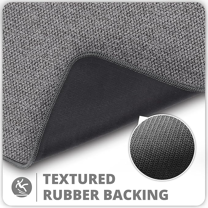 Bosap Bath Mat,Ultra Thin Bathroom Runner Rugs,Large Bath Mats for Bathroom,Quick Dry,Non-Slip,Machine Washable,Low Pile,Bath Rug,Shower Outside,Sink,Home Decor Accessories.Dark Grey,3'x5'(36x60inch)