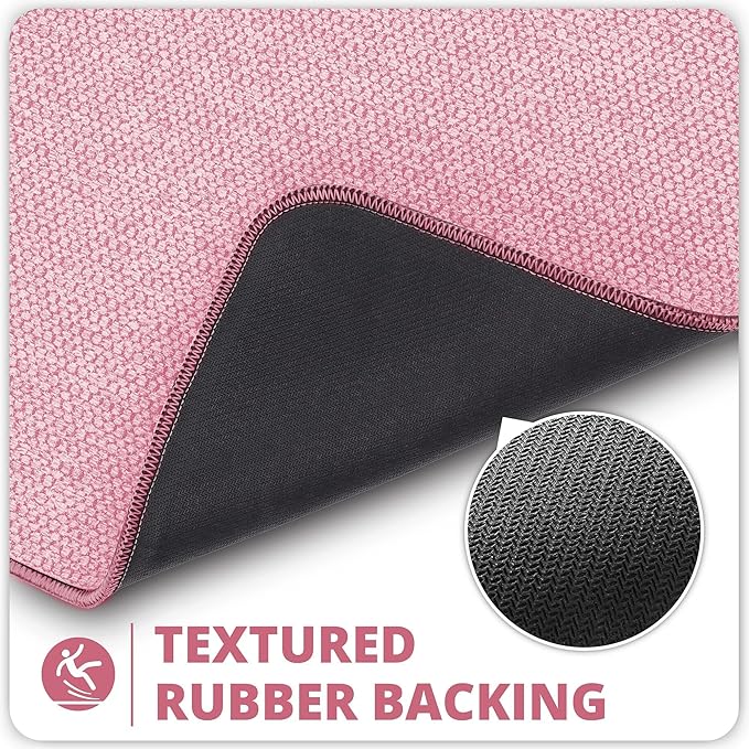 Bosap Bath Mat,Ultra Thin Bathroom Runner Rugs,Large Bath Mats for Bathroom,Quick Dry,Non-Slip,Machine Washable,Low Pile,Bath Rug,Shower Outside,Sink,Home Decor Accessories.Pink,1'9"x3'11"（21x47inch）