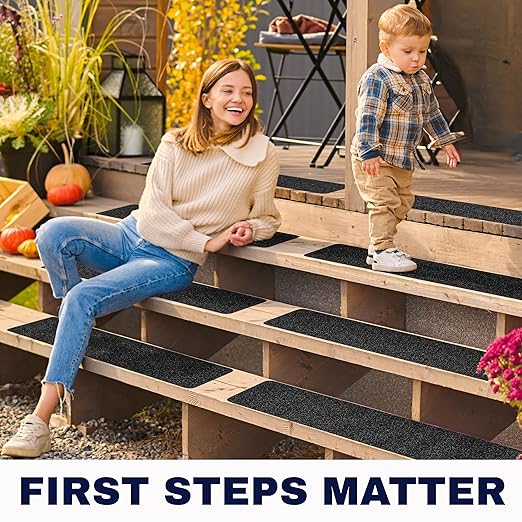 Outdoor Stair Treads Non Slip – 30" x 8" – 12-Pack Waterproof 80-Grit Grip Strips for Wooden Steps – Anti Slip & Anti Skid Step Treads – by STEPCORE