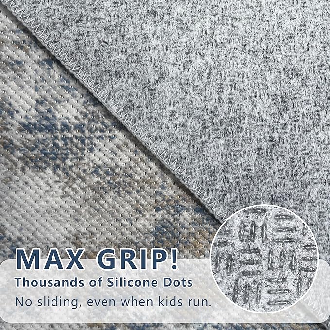 Runners for Hallways Ultra Non-Slip 2x4 Washable Kitchen Rug Abstract Tear and Stain Resistance No Pile Hand-Woven Style Lightweight Runners for Entryway, Laundry Room, Bedside, Multi