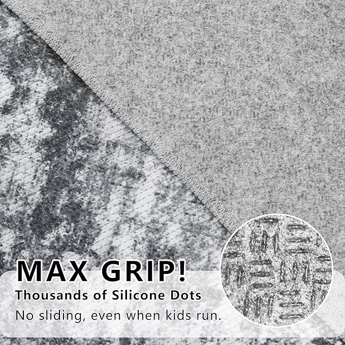 Runners for Hallways Ultra Non-Slip 2x10 Long Runner Rugs Washable Abstract Tear and Stain Resistance No Pile Lightweight Modern Rug Runners for Entryway, Kitchen, Walkway, Entrance, Gray