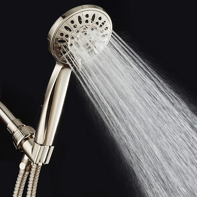 AquaDance High Pressure 6-Setting Full Brushed Nickel 4" Handheld Shower with Hose, The Ultimate Shower Experience Officially Independently Tested to Strict US Quality & Performance Standards -1.8 GPM