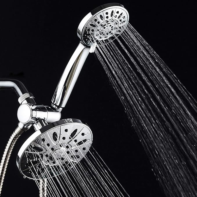 AquaDance 6" Premium High Pressure 3-way Rainfall Shower Combo Combines the Best of Both Worlds - Enjoy Luxurious Rain Showerhead and 6-setting Hand Held Shower Separately or Together!