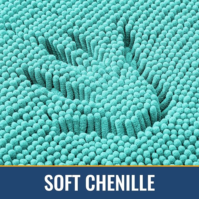 Arotive Bathroom Rugs 36x24, Extra Soft Absorbent Shaggy Chenille Bath Rugs, Machine Washable Rubber Backing Non-Slip Bath Mats for Bathroom Floor Tub and Shower, Home Decor Accessories,Turquoise