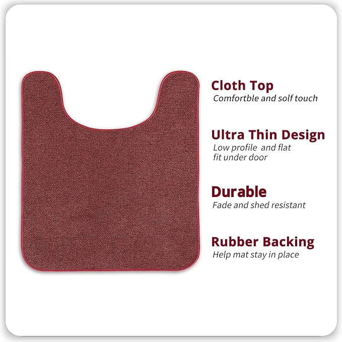 Bosap Toilet Rugs U Shaped Bathroom Rug,Machine Washable Non Slip Quick Dry Super Absorbent Ultra Thin Toilet Mats for Bathroom Toilet.Red,1'8"x2'(20x24inch)