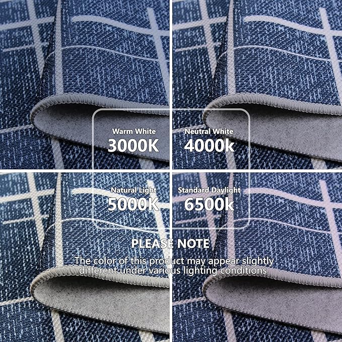 Non Slip Hallway Runner Rug 2.6x12, Modern Distressed Stripe, Washable Extra Long Rug, Woven Thin Low Pile Carpet Runners for Hallway 12ft Entryway, Kitchen, Walkway- Blue
