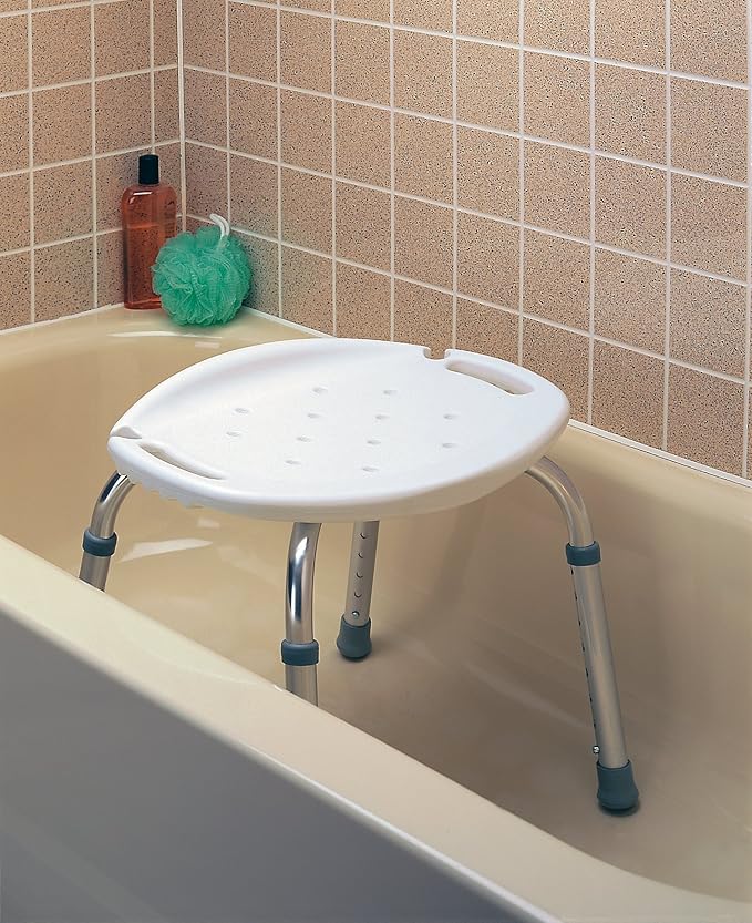 Carex Adjustable Bath and Shower Seat – Shower Stool - Aluminum Bath Seat - Shower Chair with Handle
