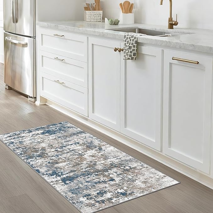 Runners for Hallways Ultra Non-Slip 2x4 Washable Kitchen Rug Abstract Tear and Stain Resistance No Pile Hand-Woven Style Lightweight Runners for Entryway, Laundry Room, Bedside, Multi