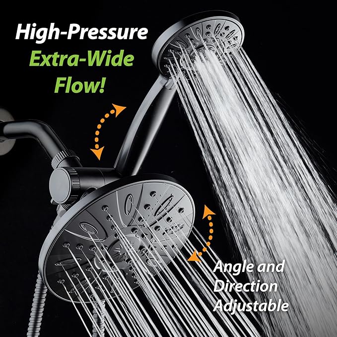 AquaDance 7" Premium High Pressure 3-Way Rainfall Combo Combines The Best of Both Worlds-Enjoy Luxurious Rain Showerhead and 6-Setting Hand Held Shower Separately or Together, Matte Black