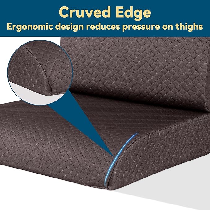 HOMBYS Extra Thick Recliner Chair Cushion with Lumbar Support Pillow for Elderly, 4.5" High Density Foam Seat Cushion, Breathable Fabric, 20"x20" Extra Large & Non-Slip for Recliner, Office,Coffee