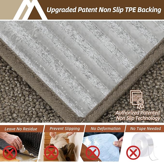 COSY HOMEER Stair Treads for Wooden Steps 9"x28" Washable Indoor Carpet Stair Treads Non Slip Soft Polyester Stair Carpet Tread Reusable Stair Runner Rugs for Kids, Elders,Pets,Light Brown,4pcs