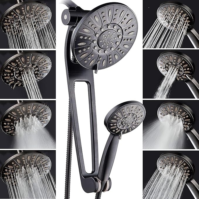 AquaDance High-Pressure 48-mode 3-way Shower Spa Combo with Adjustable 18" Extension Arm for Easy Reach & Mobility! Enjoy Luxury 7" Rain & Handheld Showerhead Separately or Together! Oil-Rubbed Bronze