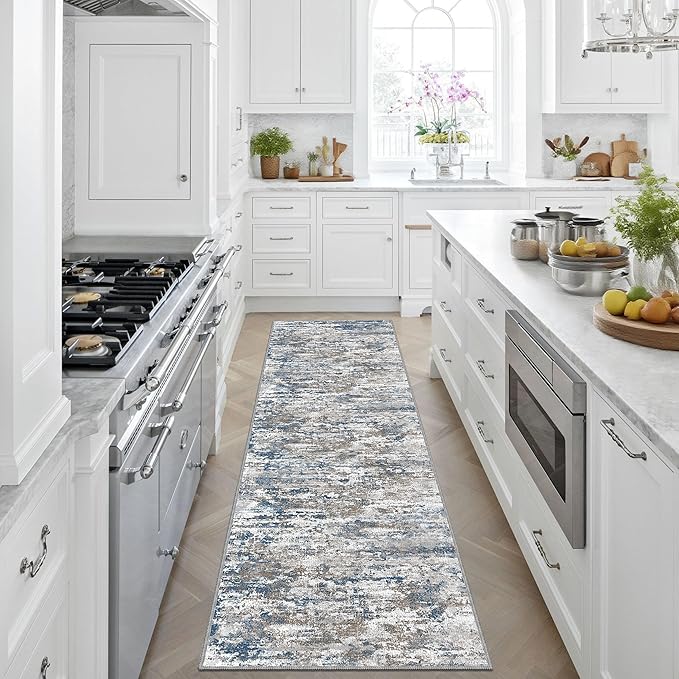 Runners for Hallways Ultra Non-Slip 2x8 Washable Kitchen Rug Abstract Tear and Stain Resistance No Pile Hand-Woven Style Lightweight Runners for Entryway, Laundry Room, Bedside, Multi