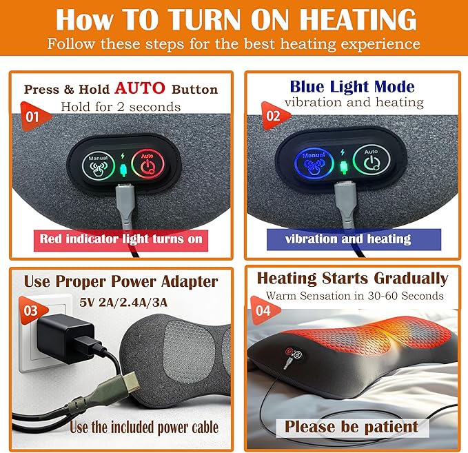 3 in 1 Lumbar Massage Pillow, Deep Kneading Back Massager for Pain Relief, Ergonomic Lumbar Support Cushion, for Home Office Car, Gift for Men Women Seniors