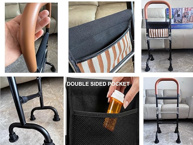 Quad Canes for Seniors Stability; Couch Chair Stand Assist Aids for Elderly; Mobility Aids Couch Cane Stand up Assist; Toilet Assist; Knee Replacement Recovery Aids; Weight 5lbs, Bear 350Lbs