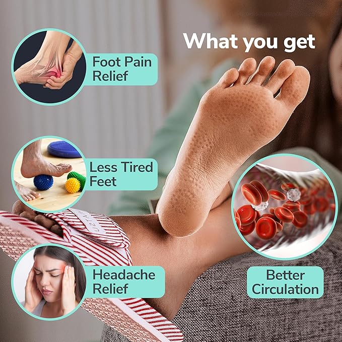 Acupressure Massage Slippers for Plantar Fasciitis & Neuropathy Relief – Reflexology Massager Sandals, Ideal Gift for Men & Women, Stress & Tension, Pain Management for Foot Health Stocking stuffers