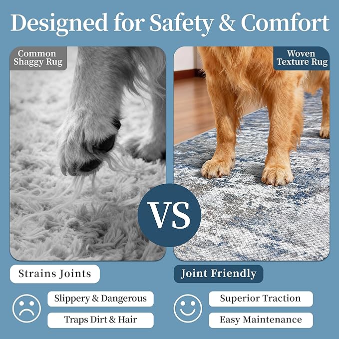 Non Slip Floor Runners for Dogs 2.6x12 Washable Runner Rug Abstract, Joint Support for Senior Dogs, Woven, Extra Grip Traction Runners for Hallway, Entryway, Walkway, Multi