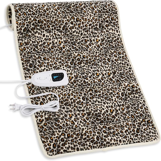 Deepsoon Heating Pad,Electric Heating Pads for Back,Neck,Moist Heating Pad for Abdomen Shoulder Knee Legs,Dry/Moist Heat&Auto Shut Off,Mother's Day Birthday for Men and Women,Leopard Print,33x17 Inch