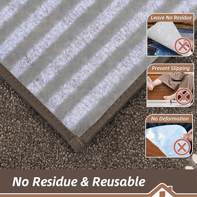 BEQHAUSE Stair Landing Rug Non-Slip 30"x30", Square Stair Landing Mats for Stairs Washable, Carpet Stair Treads Matching Mats for Wooden Steps Indoor Landing Rugs Surface Polyester TPE Backing, Brown