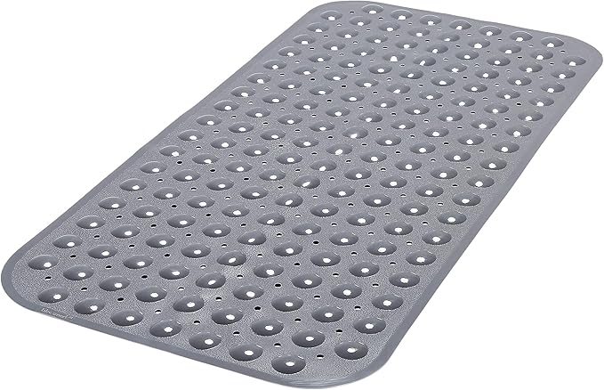 Large Non-Slip Bathtub & Shower Mat 31”x16” (Smooth/Non-Textured Tubs Only) Safe, Clean, Machine-Washable, Superior Grip&Drainage, Vinyl, Opaque Gray (Grey)