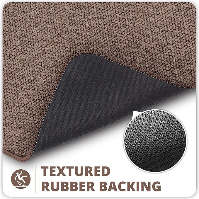 Bosap Bath Mat,Ultra Thin Bathroom Runner Rugs,Large Bath Mats for Bathroom,Quick Dry,Non-Slip,Machine Washable,Low Pile,Bath Rug,Shower Outside,Sink,Home Decor Accessories.Brown,3'x6'(36x72inch)
