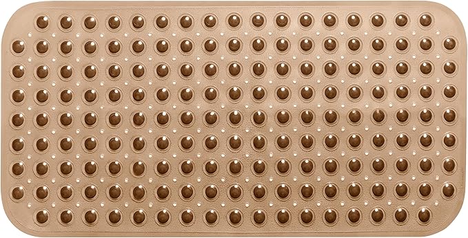 Large Non-Slip Bathtub & Shower Mat 31 inch x16 inch (Smooth/Non-Textured Tubs Only) Safe, Clean, Machine-Washable, Superior Grip&Drainage, Vinyl, Transparent Brown, Medium