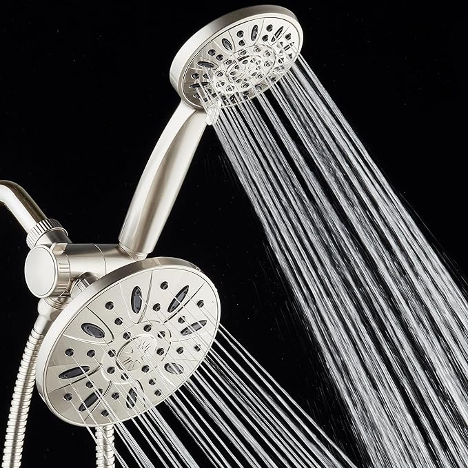 AquaDance Premium High Pressure 3-Way Rainfall Combo Combines The Best of Both Worlds-Enjoy Luxurious Rain Showerhead and 6-Setting Hand Held Shower Separately or Together, Satin Nickel