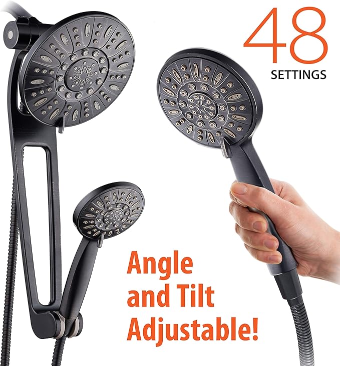 AquaDance High-Pressure 48-mode 3-way Shower Spa Combo with Adjustable 18" Extension Arm for Easy Reach & Mobility! Enjoy Luxury 7" Rain & Handheld Showerhead Separately or Together! Oil-Rubbed Bronze