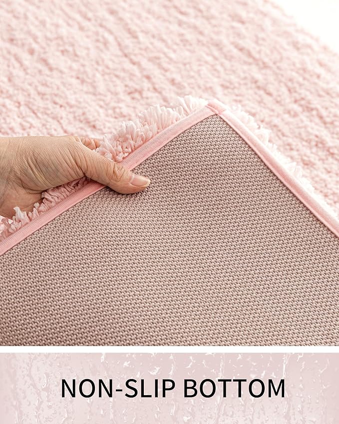 Bathroom Rugs Non Slip Washable 32x20, Ultra Thick Soft Microfiber Absorbent Bath Mats, High Density Foam Latex Non Slip Backing Bath Rugs, Fluffy Floor Carpet for Tub&Shower, Sakura