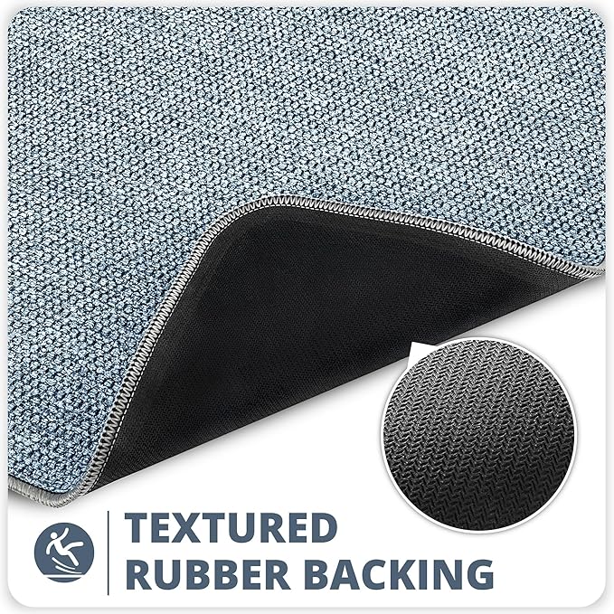 Bosap Bath Mat,Ultra Thin Bathroom Rugs,Rubber Bath Mats for Bathroom,No Slip Bath Rugs,Quick Dry,Machine Washable,Low Pile,Absorbent,Shower Outside,Sink,Home Decor Accessories.Blue,1'5"x2'3"(2 Pack)