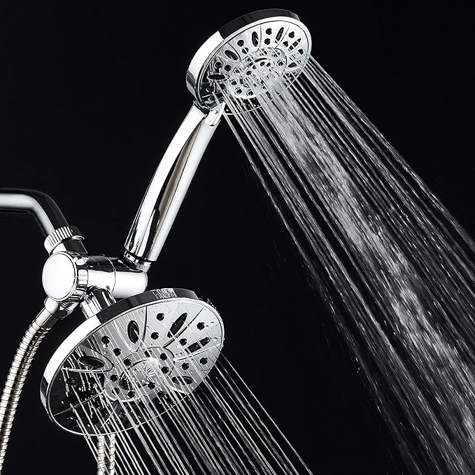 AquaDance 6" Premium High Pressure 3-way Rainfall Shower Combo Combines the Best of Both Worlds - Enjoy Luxurious Rain Showerhead and 6-setting Hand Held Shower Separately or Together!