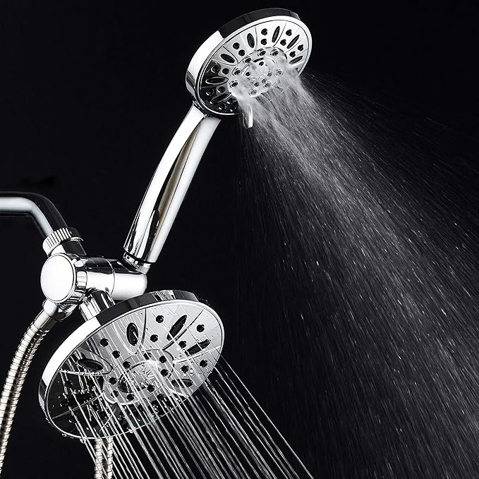 AquaDance 6" Premium High Pressure 3-way Rainfall Shower Combo Combines the Best of Both Worlds - Enjoy Luxurious Rain Showerhead and 6-setting Hand Held Shower Separately or Together!