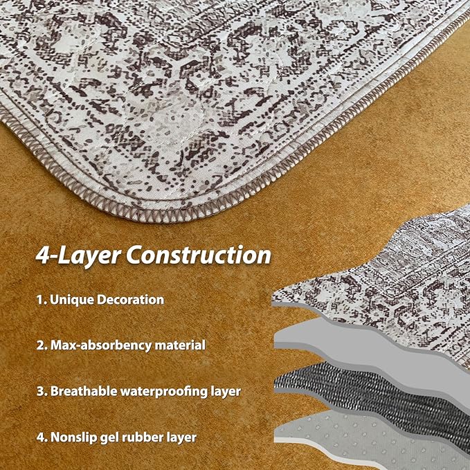nunubaby Washable Pee Pads for Dogs, Stylish, Non-Slip and Leak-Proof Pee Pads. Reusable Potty Pads for Dogs for Crates and Floors.(Brown/Geo, 31" x36" )