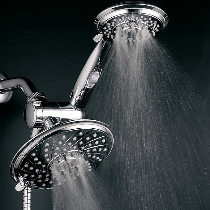 HotelSpa - Shower Heads with Handheld Spray - High Pressure Shower Head - 6 Inch Showerhead, 4 Inch Handheld Shower Head - 2-in-1, 30-Setting Shower Heads, 5-to-7 Foot Shower Hose, Showerspa (Chrome)