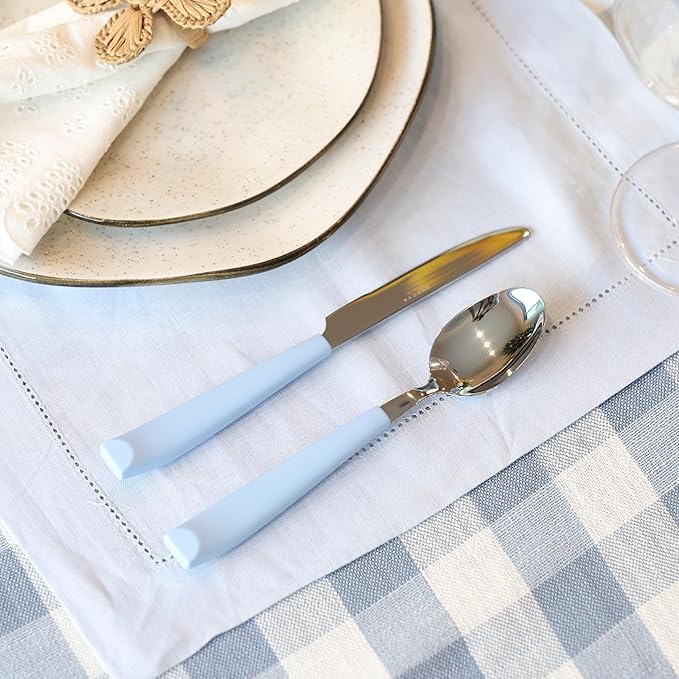 ANNOVA Silverware Set Stainless Steel Colorful Handle Tableware Kitchen Flatware Set Utensils, Includes Dinner Knives, Forks, Spoons, Salad Forks & Dessert Spoons (Light Blue25, 20 Pieces)