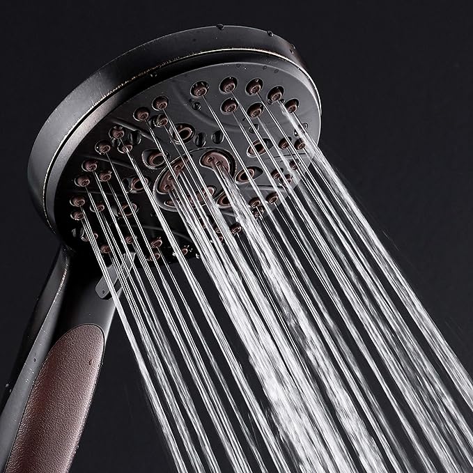 for California - High Pressure 6-setting Luxury Handheld Shower Head, 6 Ft Stainless Steel Hose, Anti Clog Jets, Anti Slip Grip, Top US Brand, Extra Wall Bracket - Brushed Nickel Finish