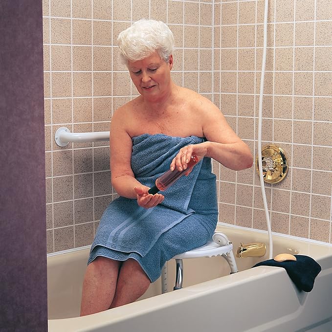 Carex Adjustable Bath and Shower Seat – Shower Stool - Aluminum Bath Seat - Shower Chair with Handle