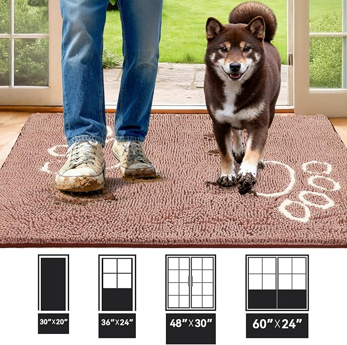 Bcoimo Super Absorbent Dog Door Mat, 48"*30" Anti Slip Mat for Muddy Paws, Pet Rugs for Dirty Paws Washable that Absorbs Moisture and Dirt, for Dog Cage and Pet Resting Carpet