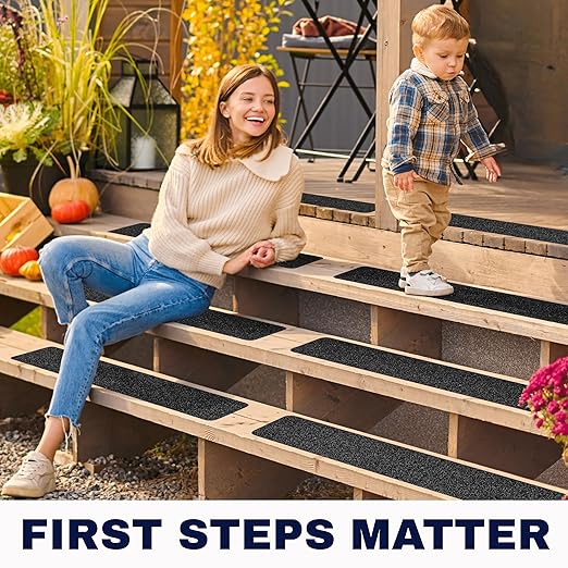 Outdoor Stair Treads Non Slip – 30" x 6" – 12-Pack Waterproof 80-Grit Grip Strips for Wooden Steps – Anti Slip & Anti Skid Step Treads – by STEPCORE