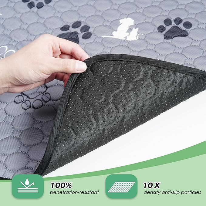 WanpeeGoo Washable Pee Pads for Dogs Mat, 2 Pack Absorbent Reusable Training Dog Pads Pet Puppy Pads, Non-Slip Potty Pads for Whelping, Playpen, Crate, Bed, Grey 32"x52"