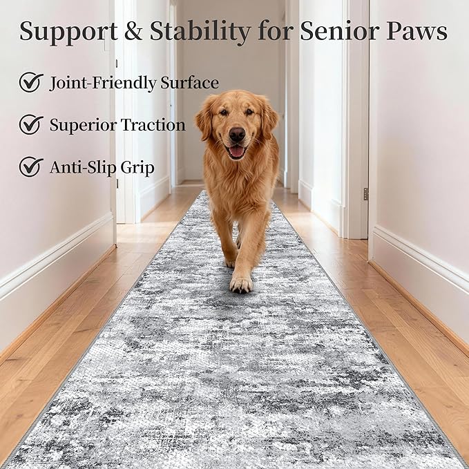 Runners for Hallways Ultra Non-Slip 2x10 Long Runner Rugs Washable Abstract Tear and Stain Resistance No Pile Lightweight Modern Rug Runners for Entryway, Kitchen, Walkway, Entrance, Gray