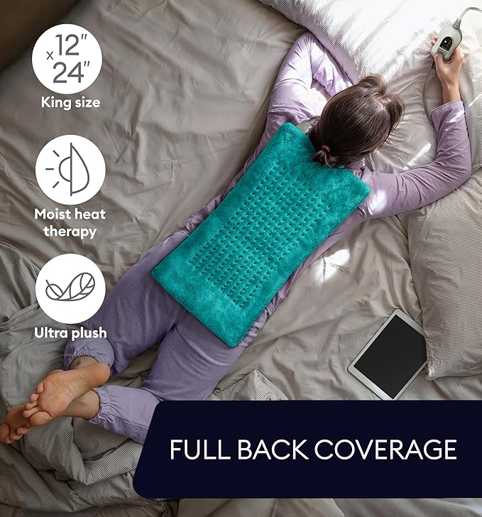 GENIANI Electric Heating Pad for Back Pain & Cramps Relief, Electric Throw, Auto Shut Off, Machine Washable, Moist Heat Pad for Neck & Shoulder - Mother’s Day Gifts, 12x24 Viridian Green