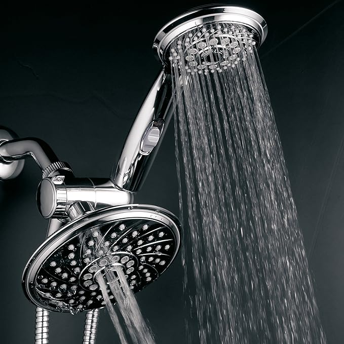 HotelSpa - Shower Heads with Handheld Spray - High Pressure Shower Head - 6 Inch Showerhead, 4 Inch Handheld Shower Head - 2-in-1, 30-Setting Shower Heads, 5-to-7 Foot Shower Hose, Showerspa (Chrome)