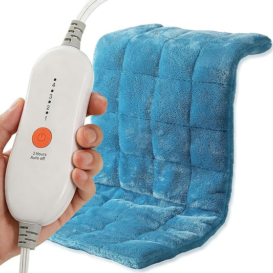 ESTINGO FSA Weighted Heating Pad, Electric Heating Pad for Back Neck Shoulder Pain Relif, 2.43LBS Heat Pad for Period Cramps with 2H Auto Shut Off and 4 Heating Levels, 12"x24" Royal Blue