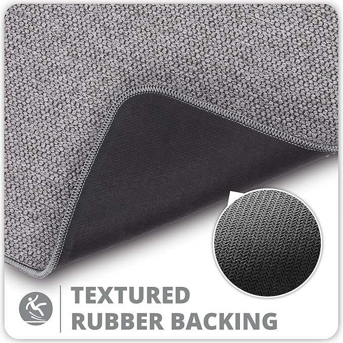 Bosap Toilet Rugs U Shaped Bathroom Rug,Machine Washable Non Slip Quick Dry Super Absorbent Ultra Thin Toilet Mats for Bathroom Toilet.Grey,1'8"x2'(20x24inch)