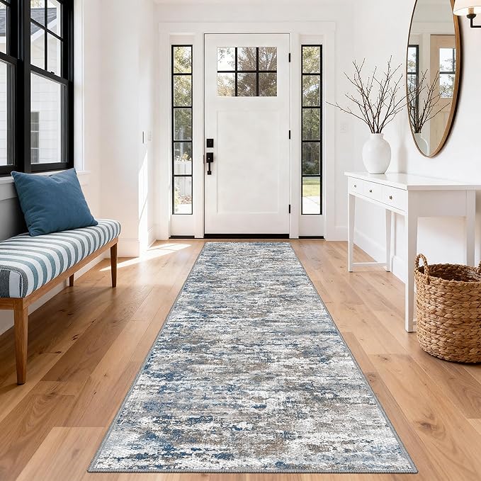 Runners for Hallways Ultra Non-Slip 3x10 Long Runner Rugs Washable Abstract Tear and Stain Resistance No Pile Lightweight Modern Rug Runners for Entryway, Kitchen, Walkway, Entrance, Multi