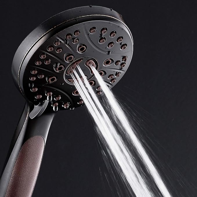 for California - High Pressure 6-setting Luxury Handheld Shower Head, 6 Ft Stainless Steel Hose, Anti Clog Jets, Anti Slip Grip, Top US Brand, Extra Wall Bracket - Brushed Nickel Finish