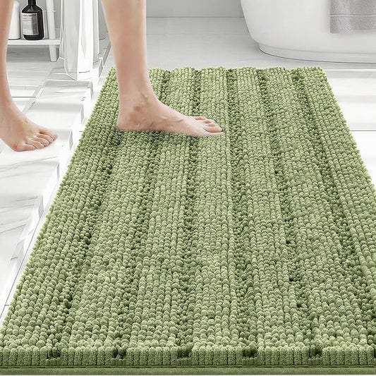 Bcoimo Large Bathroom Rug, Chenille Bath Mat with High Low Pile Design, Soft Absorbent Non Slip Bath Rug, Machine Washable Quick Dry Mat for Shower, Tub, Sink and Vanity