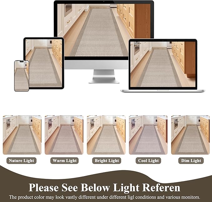 Ileading Runner Rug for Hallways 3'x14' Heavy-Duty Durable Entryway Floor Mat with Non Slip Rubber Backing Low-Pile High Traffic Carpet Machine Washable Accent Rugs for Kitchen, Living Room