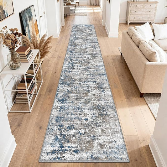 Non Slip Floor Runners for Dogs 2.6x16 Washable Runner Rug Abstract, Joint Support for Senior Dogs, Woven, Extra Grip Traction Runners for Hallway, Entryway, Walkway- Multi